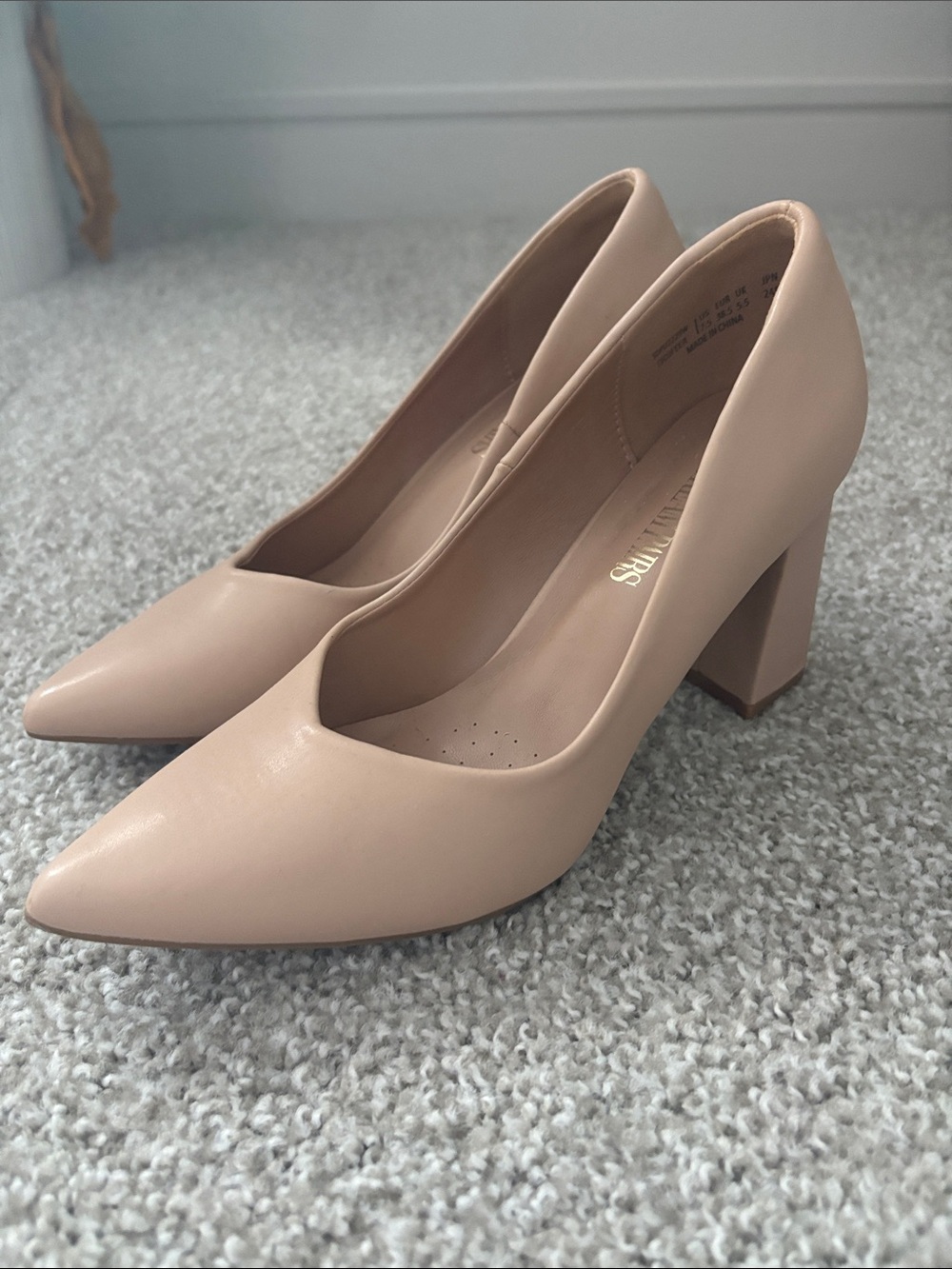 Dream Pairs Nude Pointed Toe Block Heel Pumps